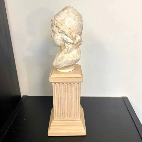 Vintage Antique Alabaster & Stone Bust Sculpture Of Young Boy Child 4" x 14" - Picture 3 of 10